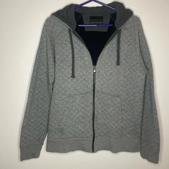 Banana Republic Gray Quilted Men's Sweater - Picture 2 of 4